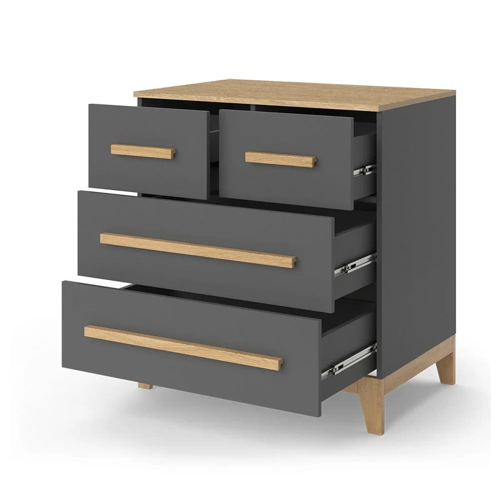 VitaliSpa® Kommode Malia Grau Eiche 4 Schubladen Modern - Bild 5