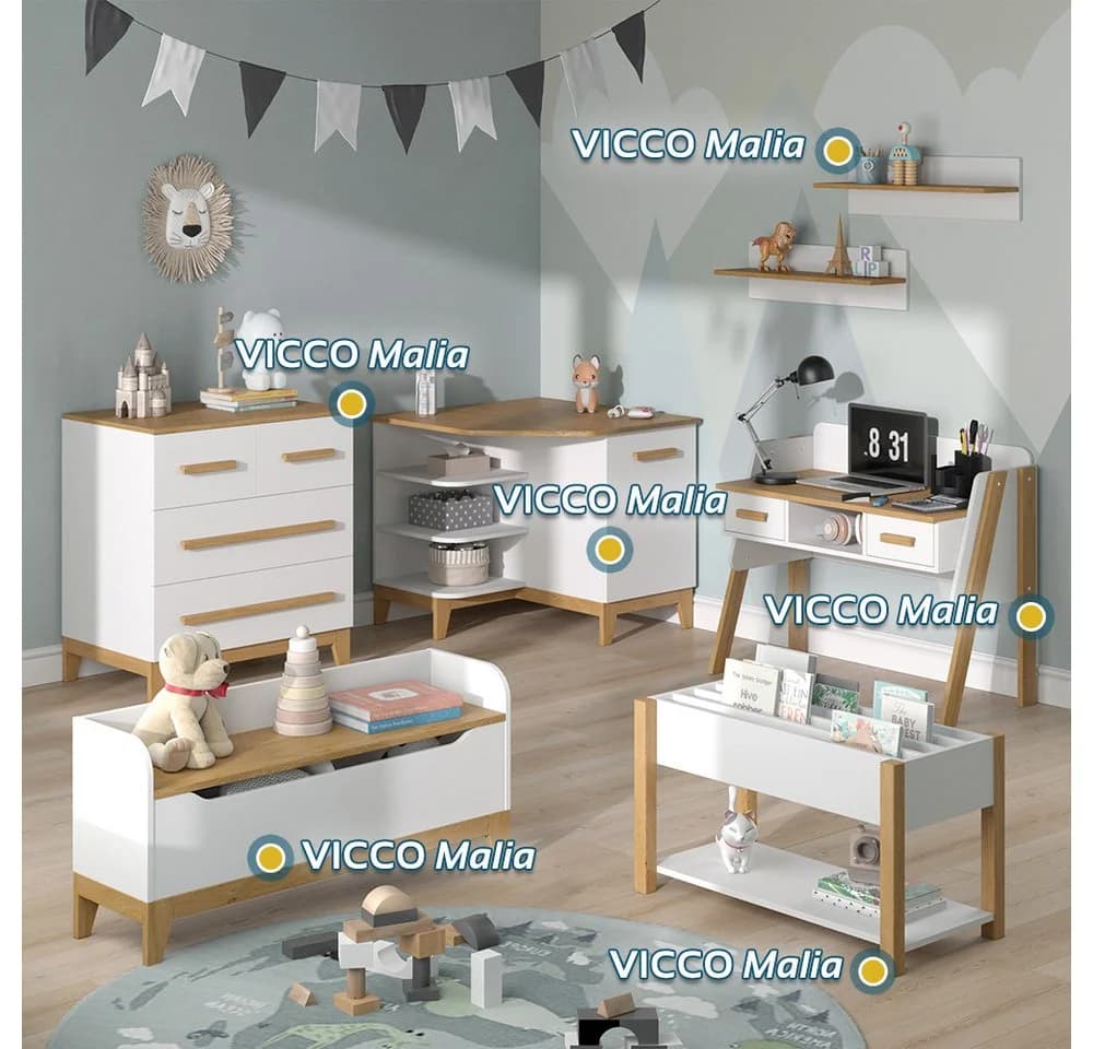 VitaliSpa® Schreibtisch Malia höhenverstellbar Weiß/Eiche - Bild 2
