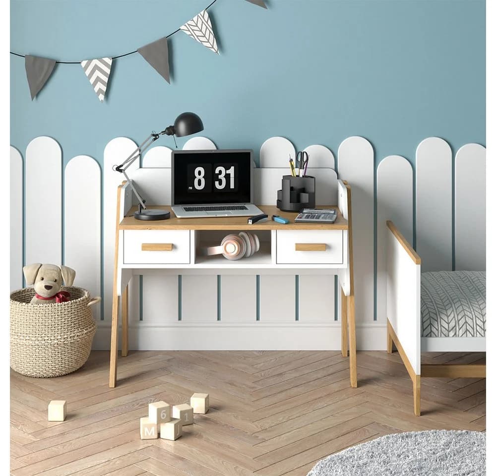 VitaliSpa® Schreibtisch Malia höhenverstellbar Weiß/Eiche - Bild 3