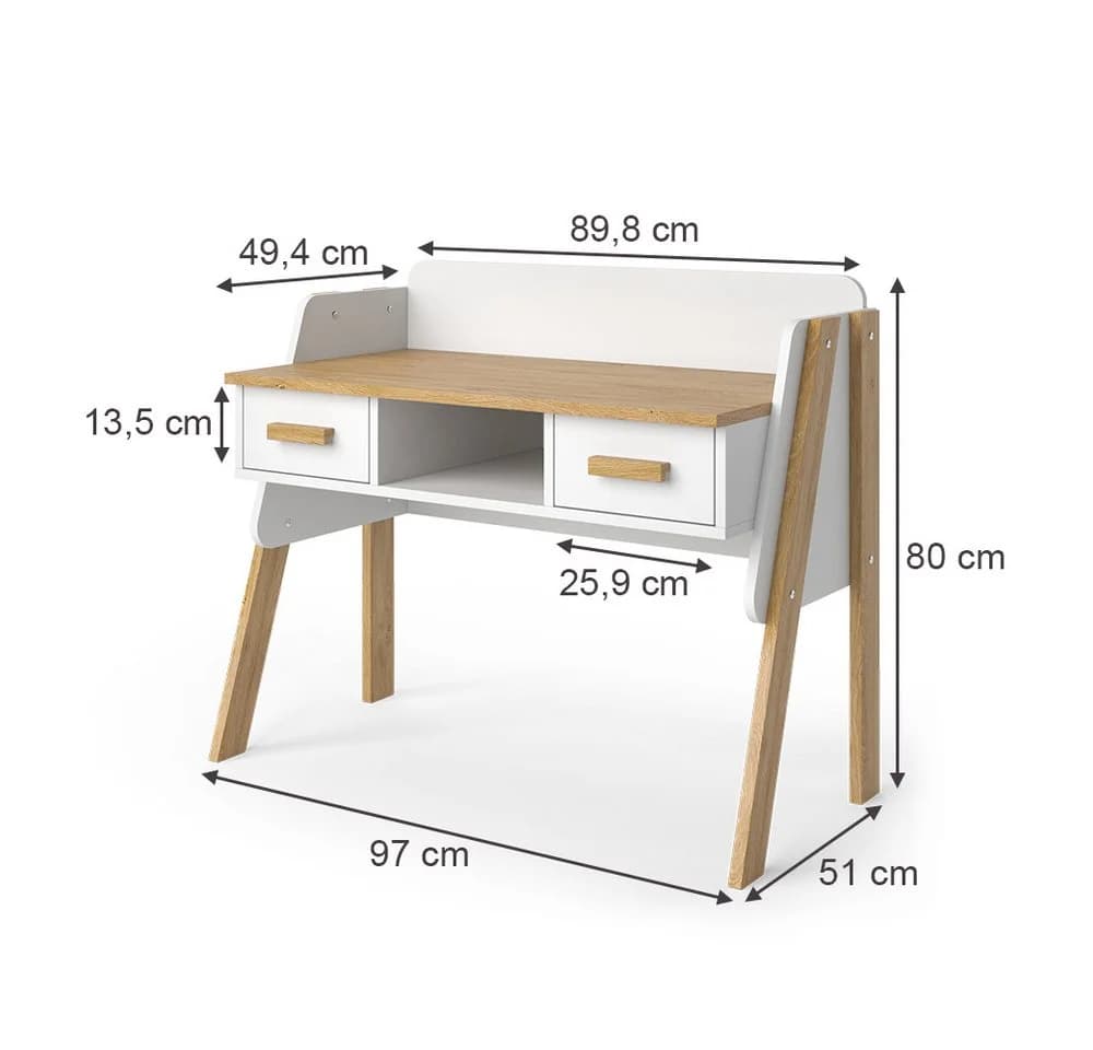 VitaliSpa® Schreibtisch Malia höhenverstellbar Weiß/Eiche - Bild 4