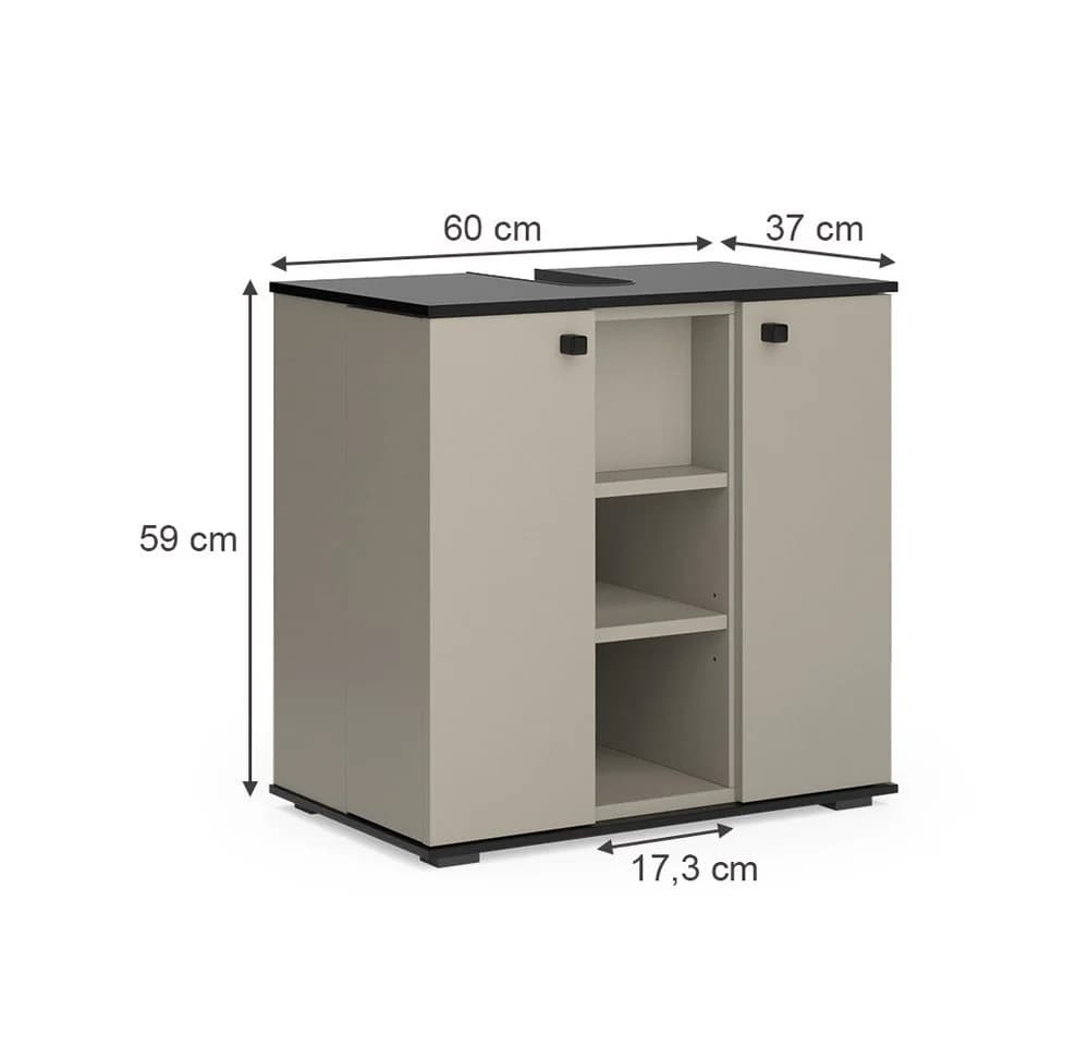 Vicco Waschbeckenunterschrank Joli Greige/Schwarz 60 x 59 cm - Bild 3