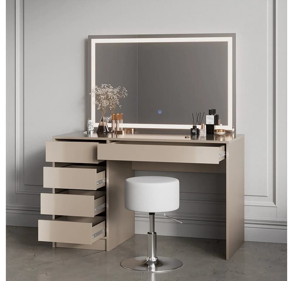 Livinity® Schminktisch Imola mit LED-Spiegel Greige - Bild 5