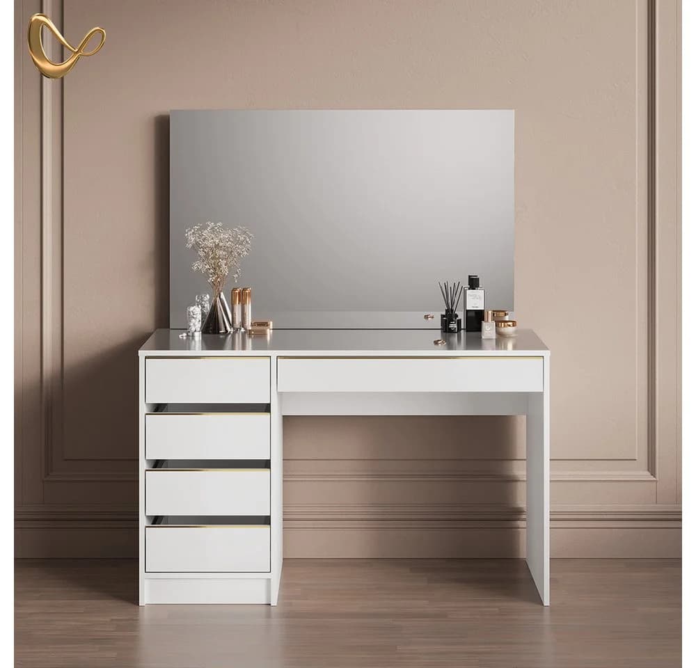 Livinity® Schminktisch Imola Weiß/Gold 120 cm mit Spiegel - Bild 1