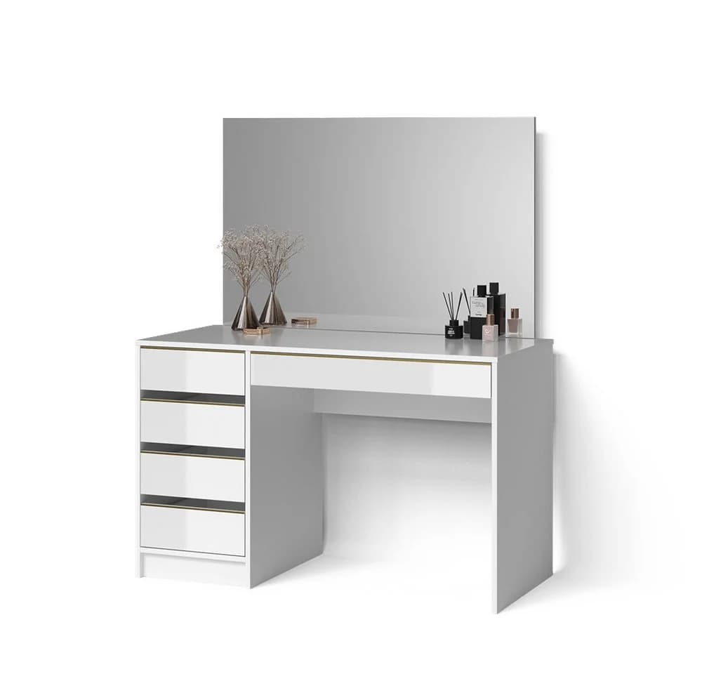 Livinity® Schminktisch Imola Weiß/Gold 120 cm mit Spiegel - Bild 2