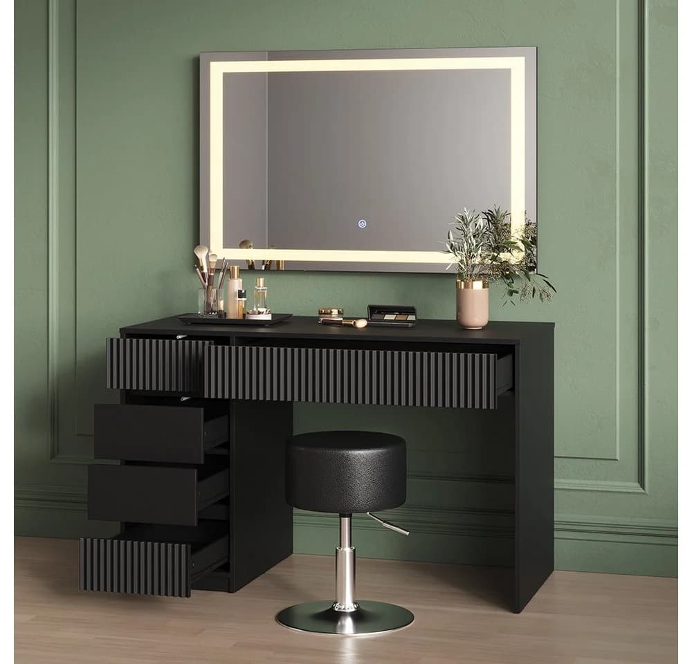 Livinity® Schminktisch Allia Schwarz Spanplatte - Bild 5