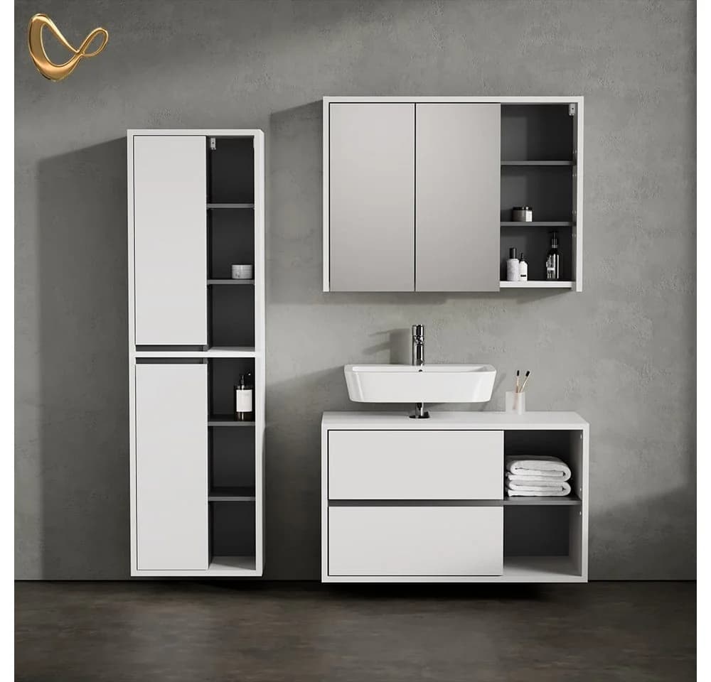 Livinity® Waschbeckenunterschrank Vomano Weiß Anthrazit