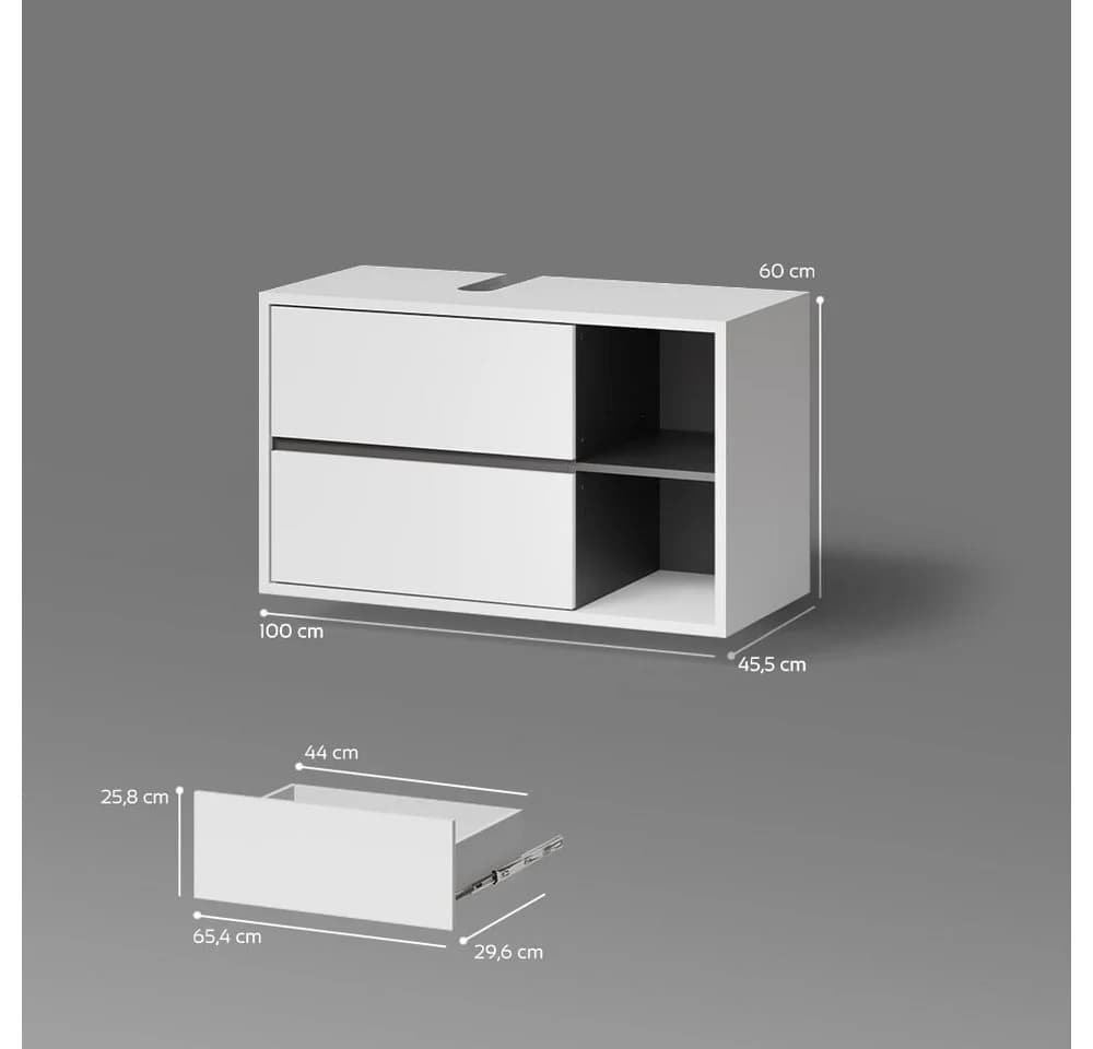 Livinity® Waschbeckenunterschrank Vomano Weiß Anthrazit - Bild 3
