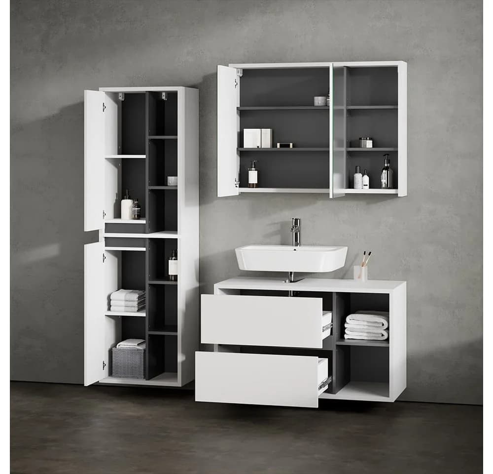 Livinity® Waschbeckenunterschrank Vomano Weiß Anthrazit - Bild 5