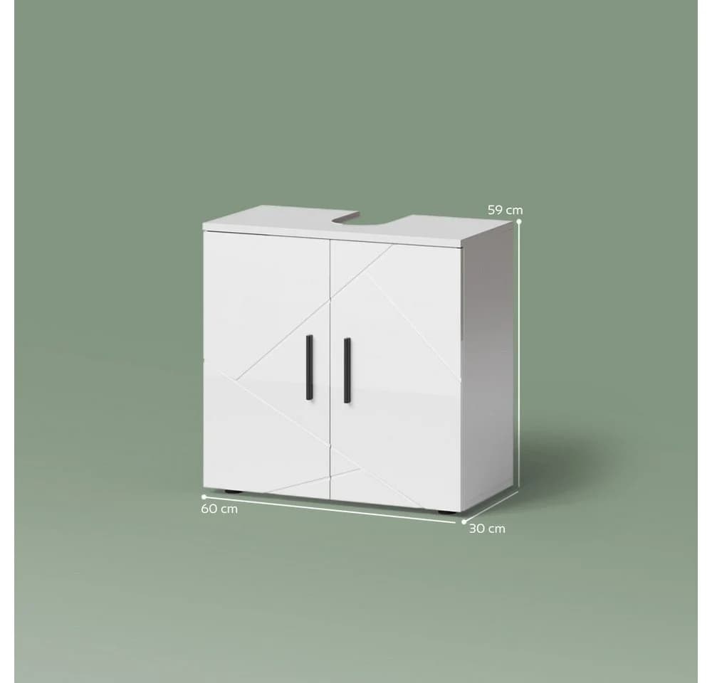 Livinity® Waschbeckenunterschrank Ronco Weiß Hochglanz - Bild 3