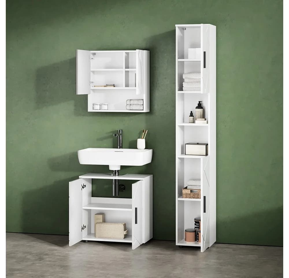 Livinity® Waschbeckenunterschrank Ronco Weiß Hochglanz - Bild 5