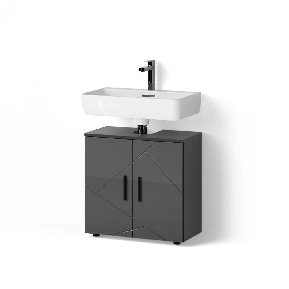 Waschtischunterschrank Ronco Anthrazit Hochglanz 60 cm