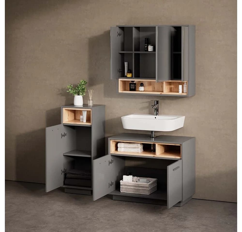 Livinity® Badezimmerspiegelschrank Temo Anthrazit - Bild 5