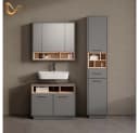Moderner Waschbeckenunterschrank aus Spanplatte in Anthrazit Bild 1