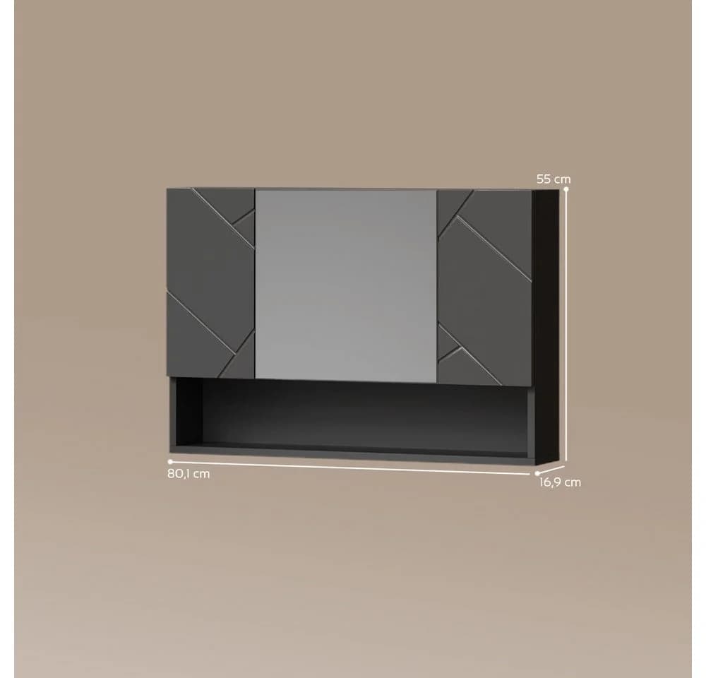 Livinity® Badezimmerspiegelschrank Ronco Anthrazit Hochglanz - Bild 3