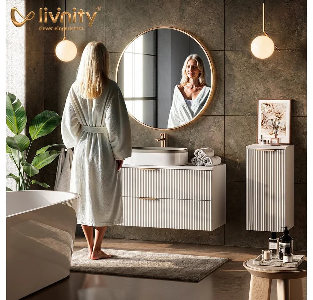 Livinity® Badezimmerspiegelschrank Ronco Anthrazit Hochglanz - Bild 4