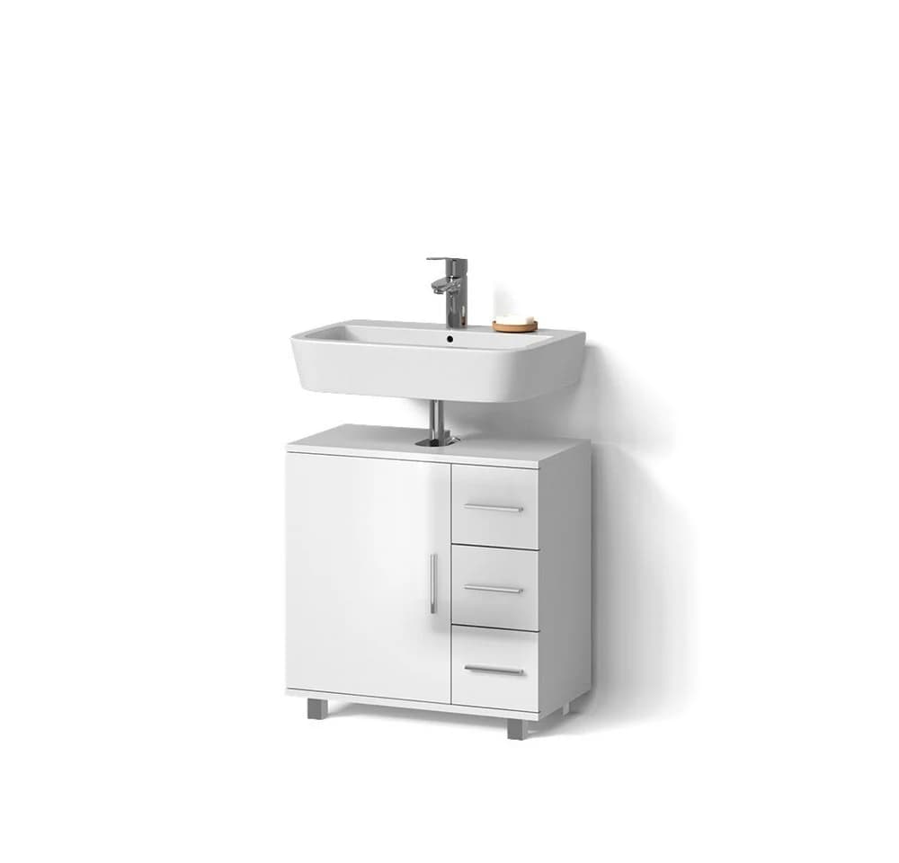 Livinity® Waschbeckenunterschrank Eisak Weiß Hochglanz - Bild 2