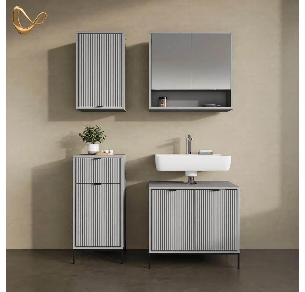 Livinity® Waschbeckenunterschrank ATERNO, Grau, 70 x 63 cm