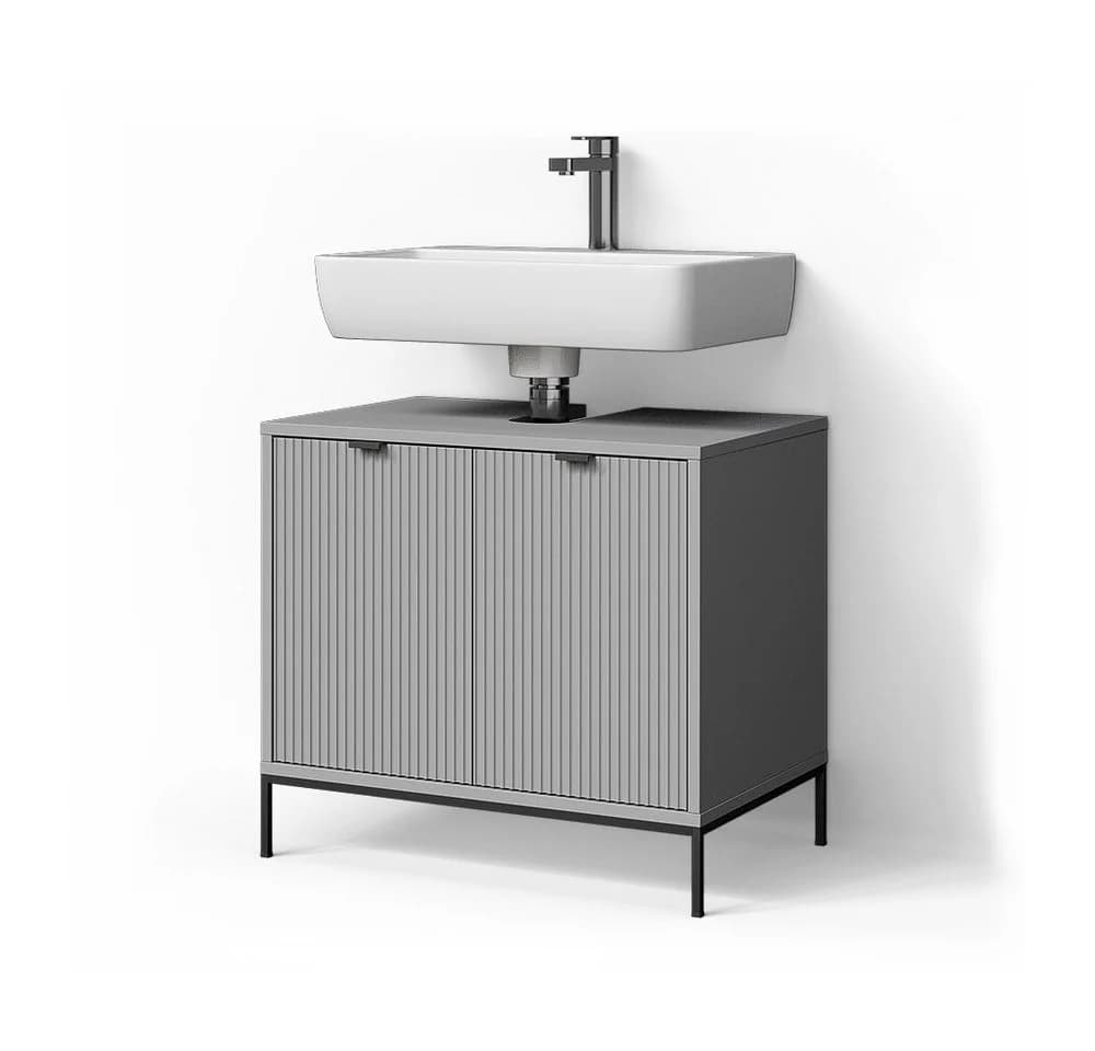 Livinity® Waschbeckenunterschrank ATERNO, Grau, 70 x 63 cm - Bild 2