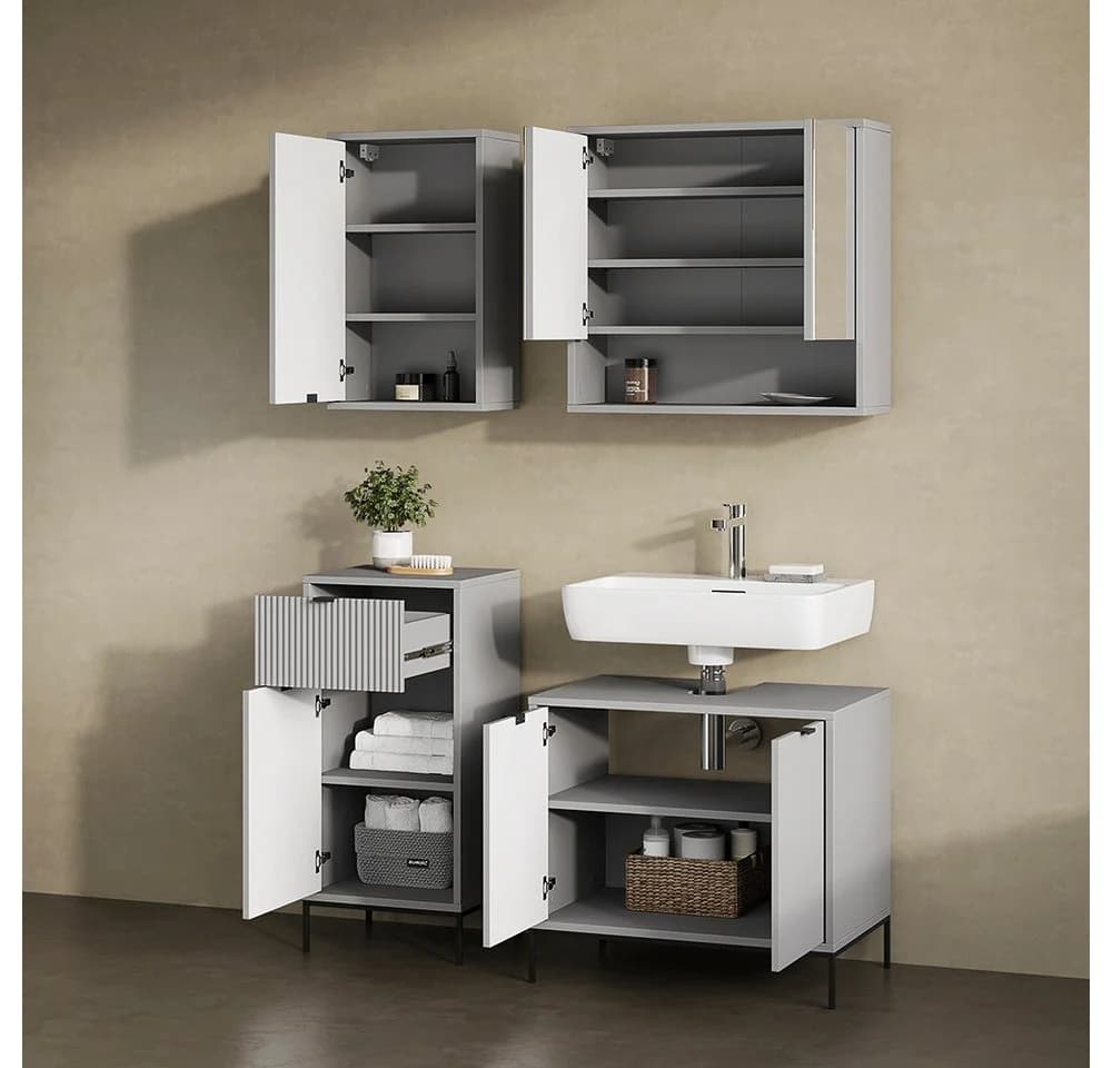 Livinity® Waschbeckenunterschrank ATERNO, Grau, 70 x 63 cm - Bild 5