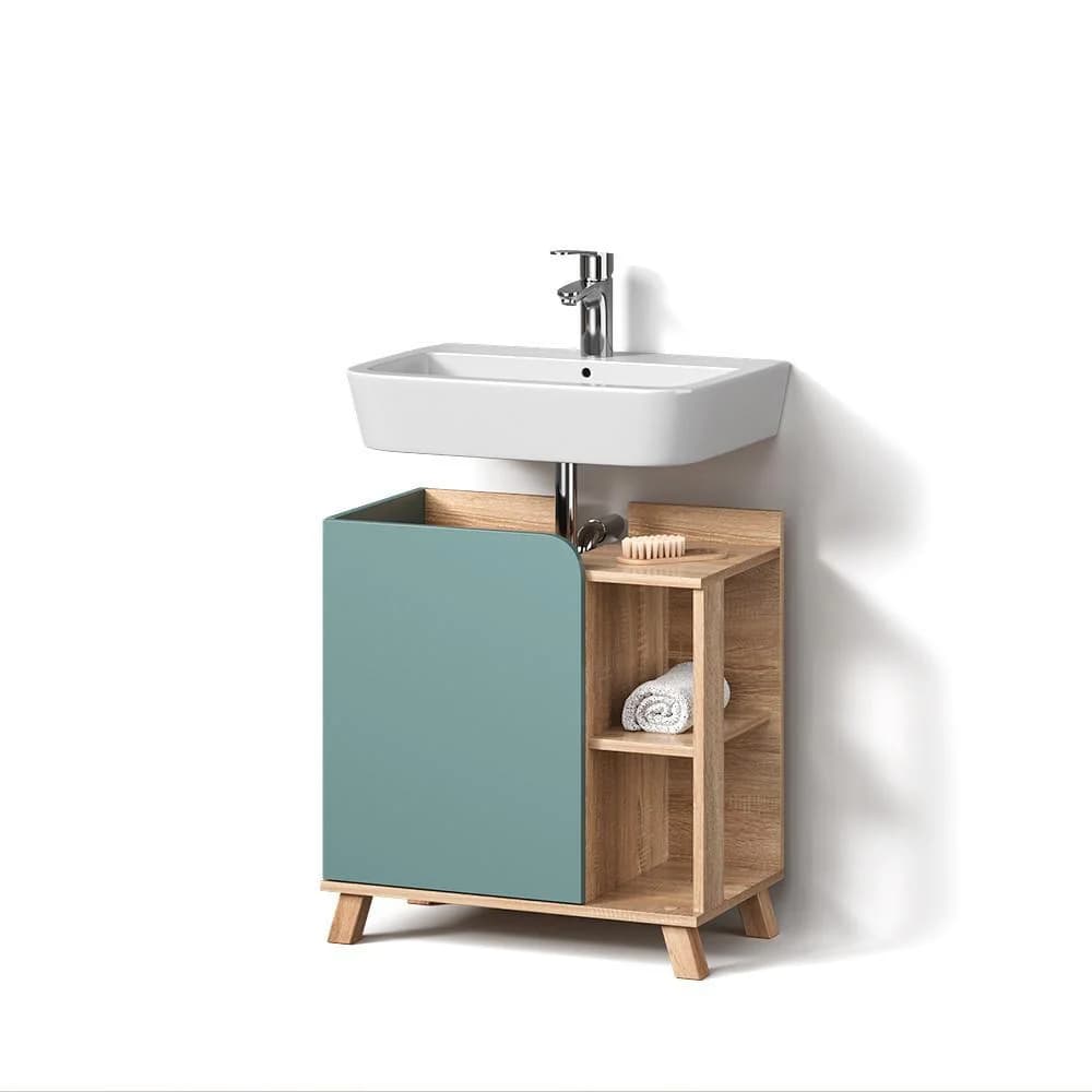 Livinity® Waschbeckenunterschrank Marano Blau-Grau/Sonoma 60 x 65 cm