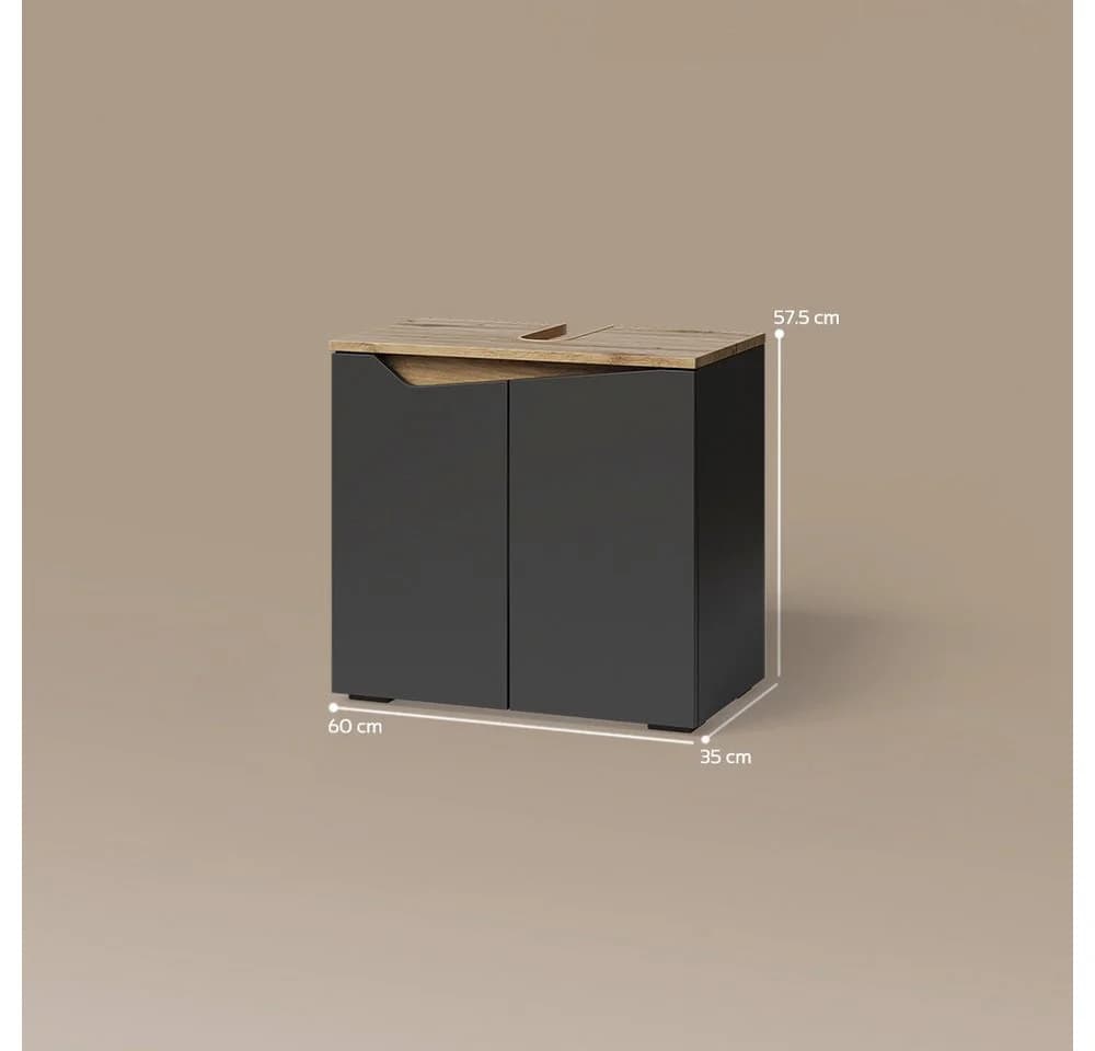 Livinity® Waschbeckenunterschrank Timavo Anthrazit 60x57.5 cm - Bild 3