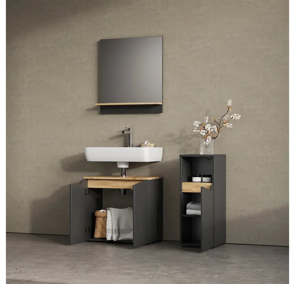 Livinity® Midischrank Timavo Anthrazit mit Tür und offenem Fach - Bild 5