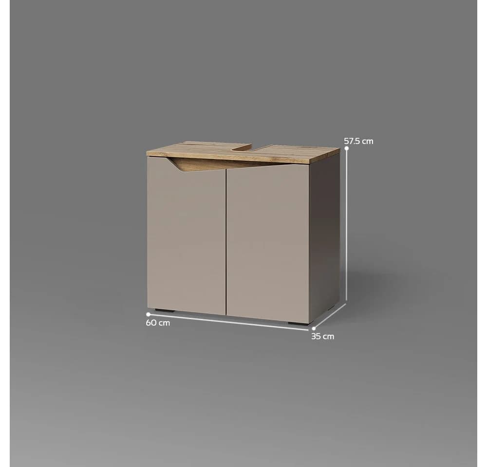 Livinity® Waschbeckenunterschrank Timavo 2 Türen Greige Artisan-Eiche - Bild 3