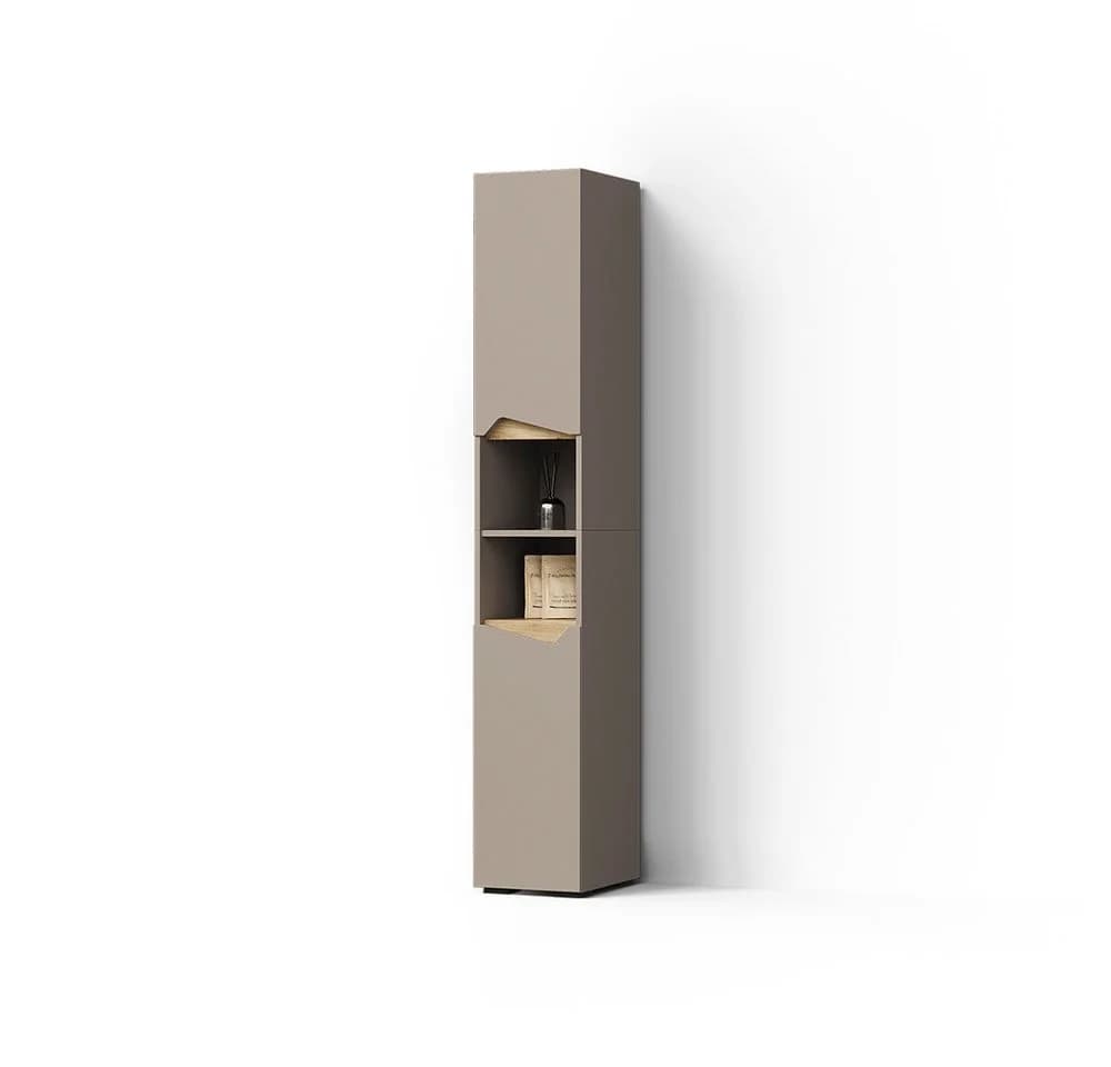 Livinity® Hochschrank Timavo Greige/Grau 30 x 180 cm mit Türen und offenen Fächern - Bild 2