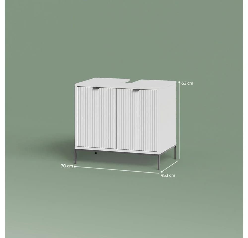 Livinity® Waschbeckenunterschrank ATERNO Weiß 70 x 63 cm - Bild 3