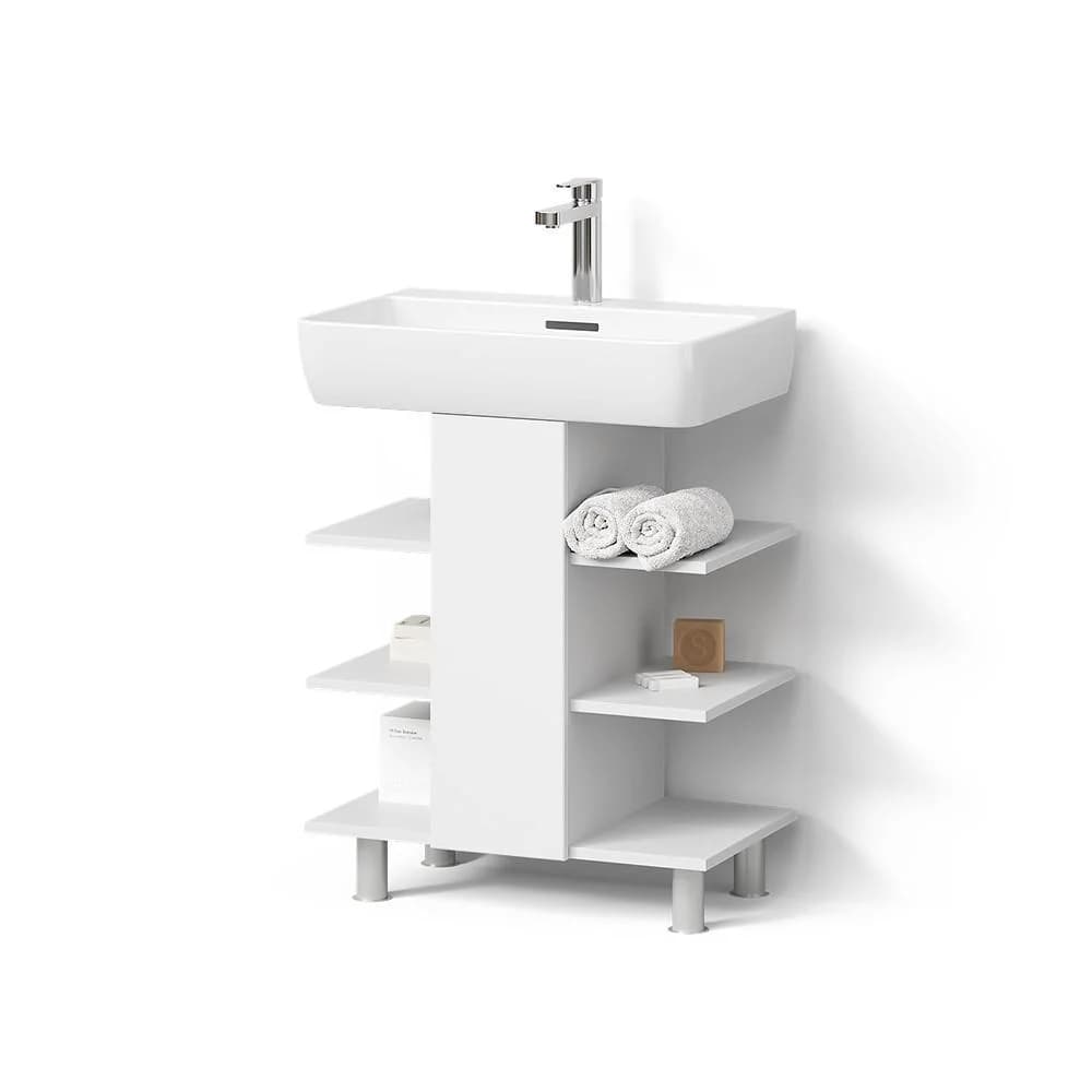 Livinity® Waschbeckenunterschrank Fucino Weiß mit 6 Ablagen