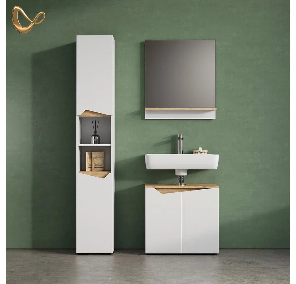Livinity® Waschbeckenunterschrank Timavo Weiß/Artisan-Eiche 60 x 57,5 cm
