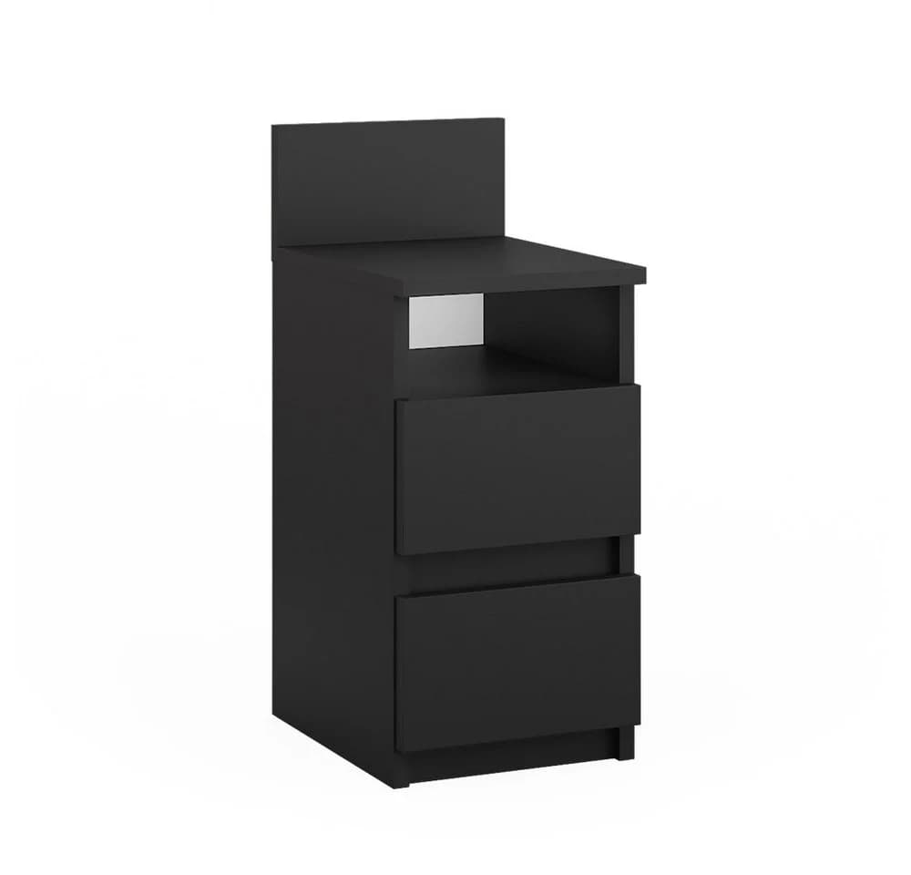 Vicco Nachtschrank Monty Schwarz mit 2 Schubladen