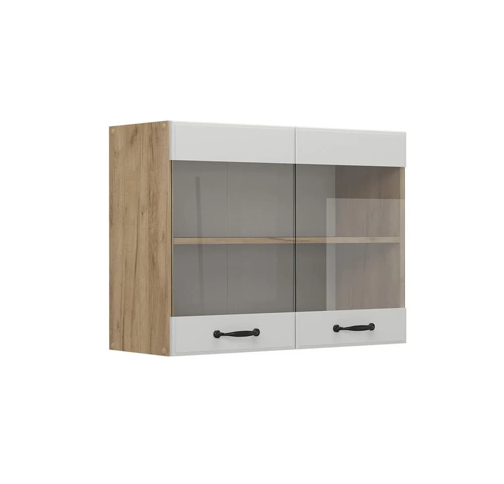 Vicco Glashängeschrank R-Line Weiß Landhaus Goldkraft Eiche - Bild 2