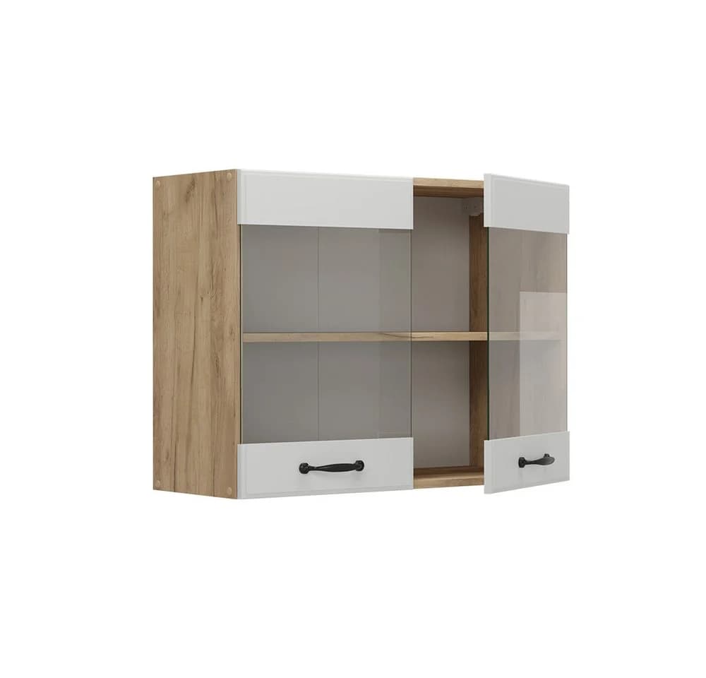 Vicco Glashängeschrank R-Line Weiß Landhaus Goldkraft Eiche - Bild 4