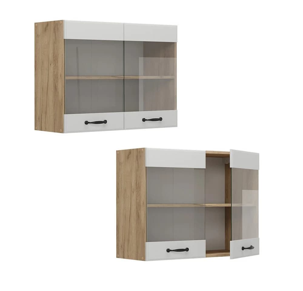 Vicco Glashängeschrank R-Line Weiß Landhaus Goldkraft Eiche - Bild 5