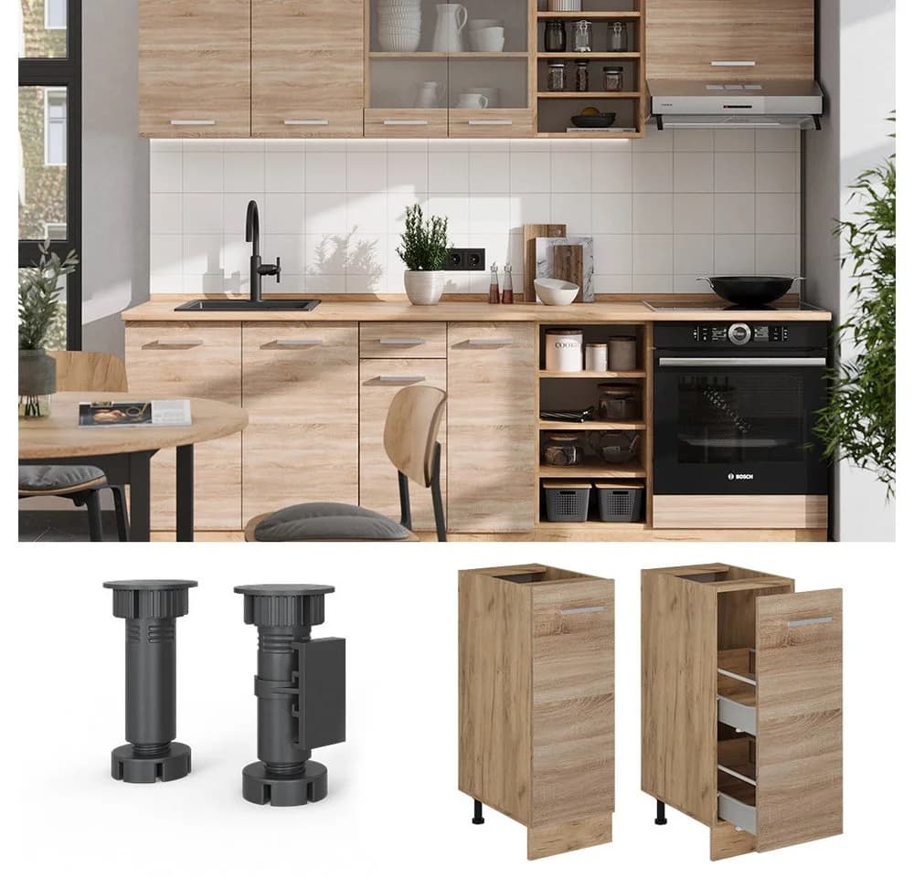 Vicco Apothekerschrank R-Line Vollauszug Sonoma/Goldkraft Eiche - Bild 3