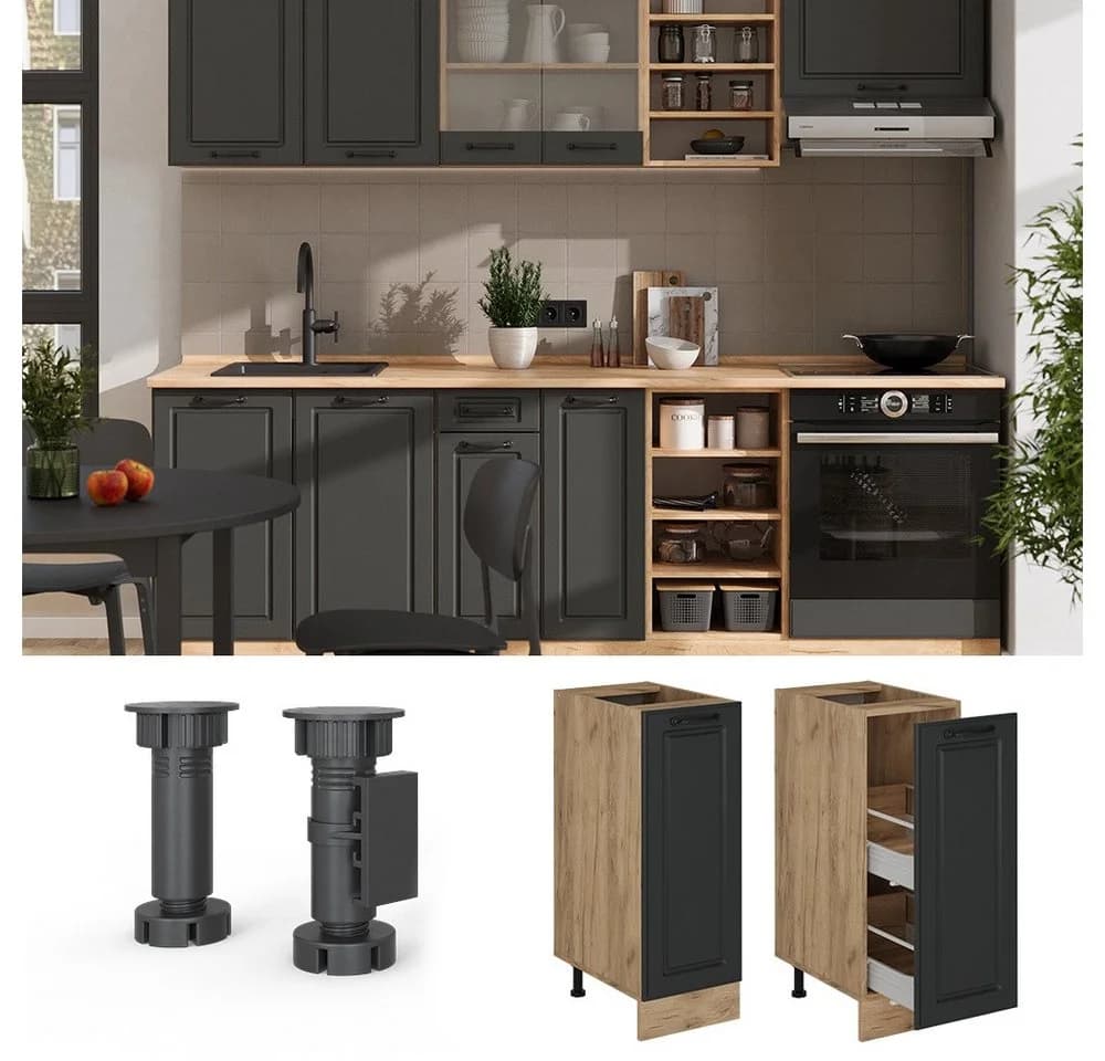 Vicco Apothekerschrank R-Line Anthrazit Landhaus Eiche 30 cm - Bild 3