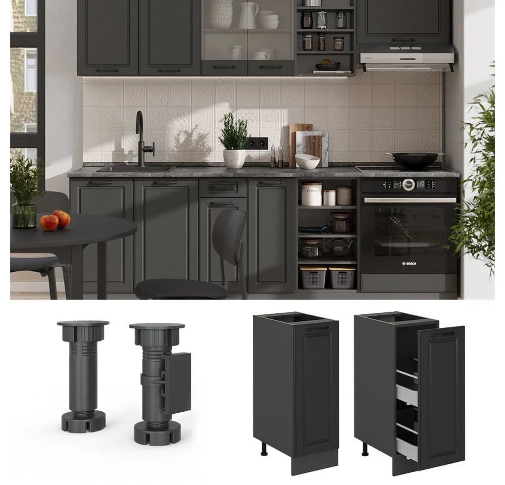 Vicco Apothekerschrank R-Line Anthrazit Landhaus 30 cm - Bild 3