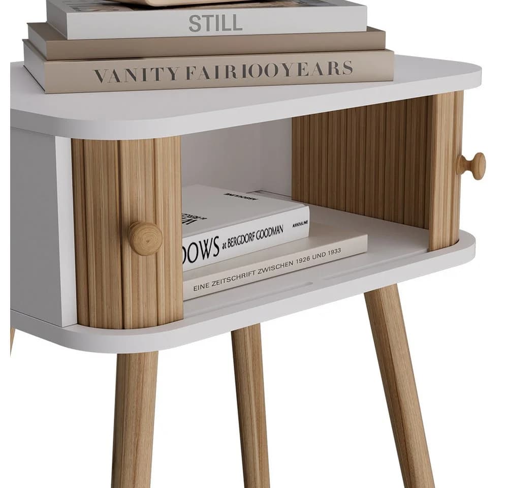 Vicco Nachtschrank Germo 2-er Set Weiß/Bambus Modern - Bild 5