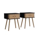 Vicco Germo Nachtschrank Anthrazit/Bambus 2-er Set Bild 1
