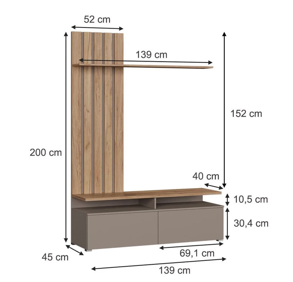 Vicco Wohnwand Harro Goldkraft Eiche/Greige TV-Schrank - Bild 3