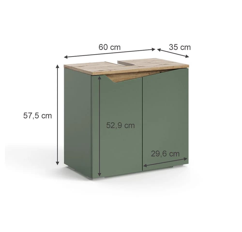 Vicco Waschbeckenunterschrank Marelle Grün/Anthrazit 60 x 57.5 cm