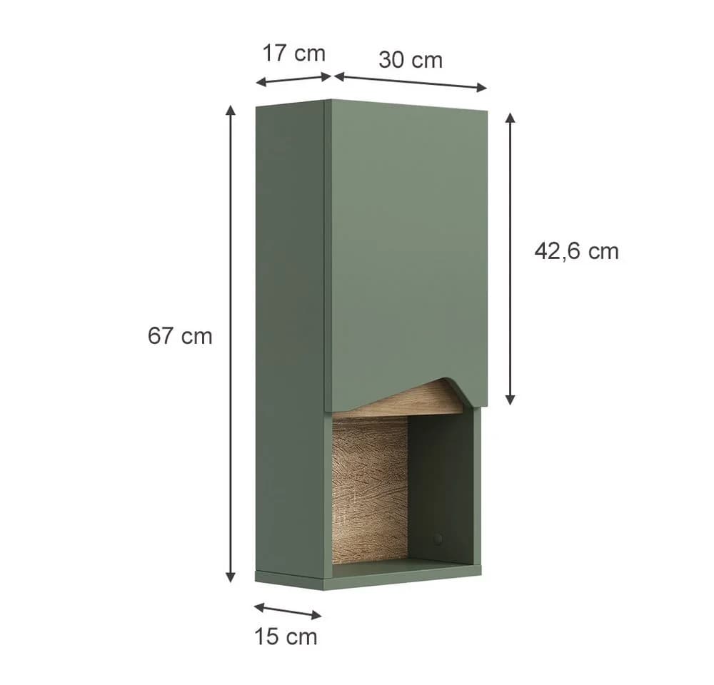 Vicco Hängeschrank Marelle Grün Badorganizer mit Tür und Fach