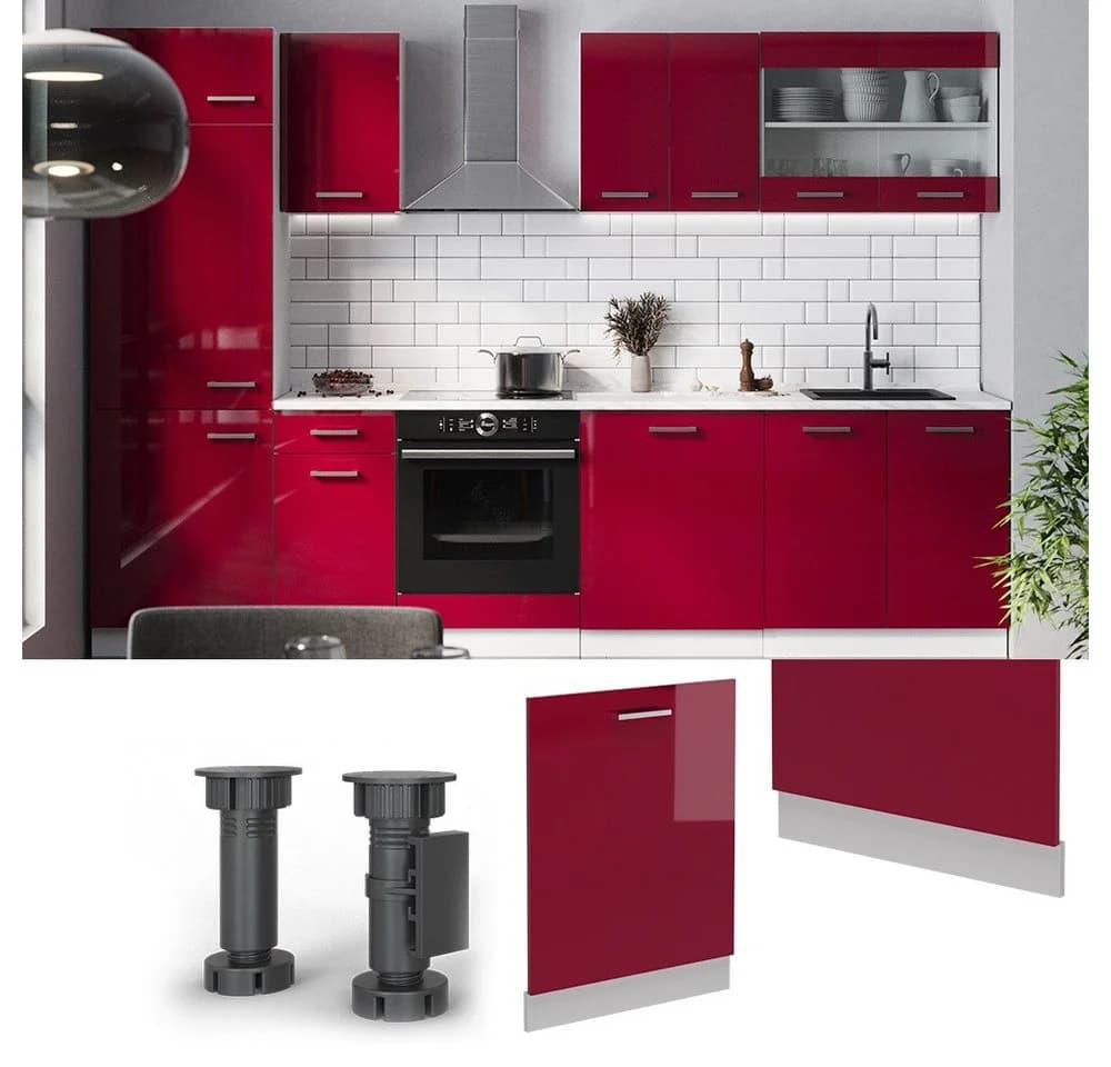 Vicco Frontblende R-Line Rot Hochglanz Weiß 60 cm - Bild 3