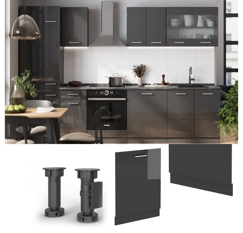 Vicco Frontblende R-Line Anthrazit Hochglanz für Geschirrspüler - Bild 3