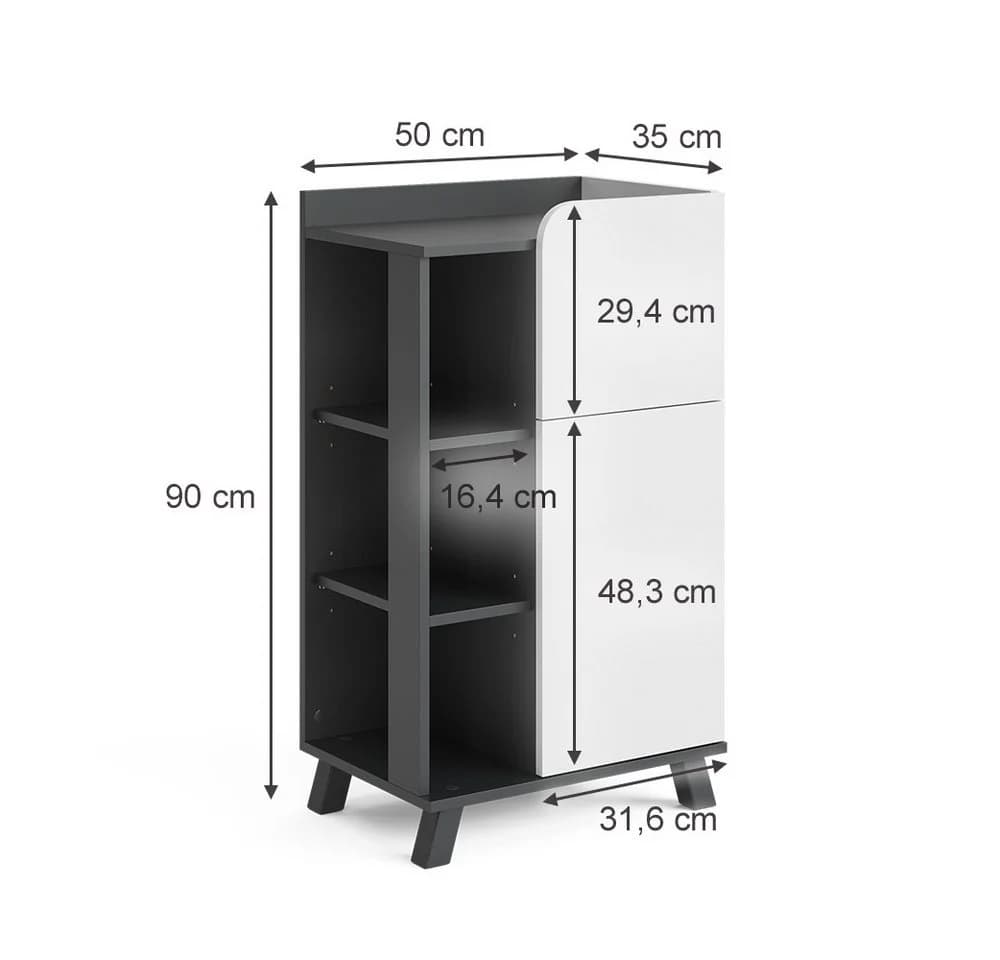 Vicco Midischrank Karen Anthrazit/Weiß mit Push-to-Open-Funktion