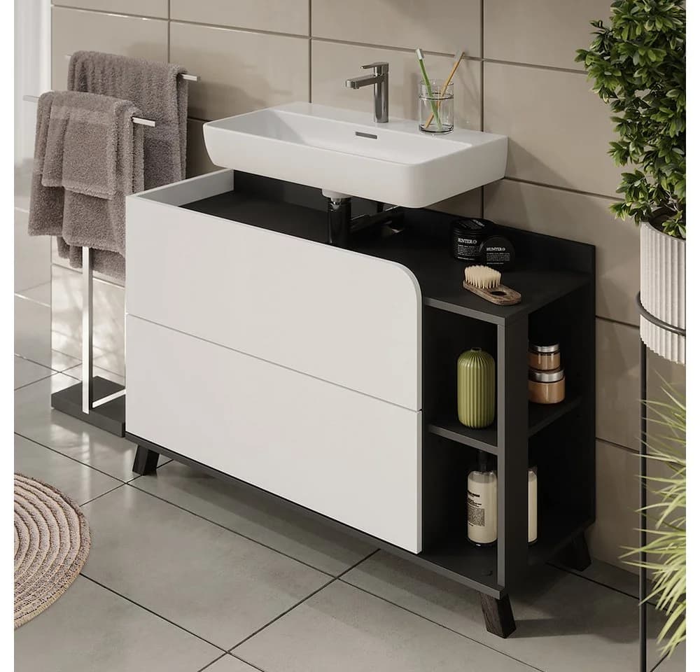 Vicco Waschbeckenunterschrank Karen Anthrazit/Weiß mit Schubladen - Bild 3