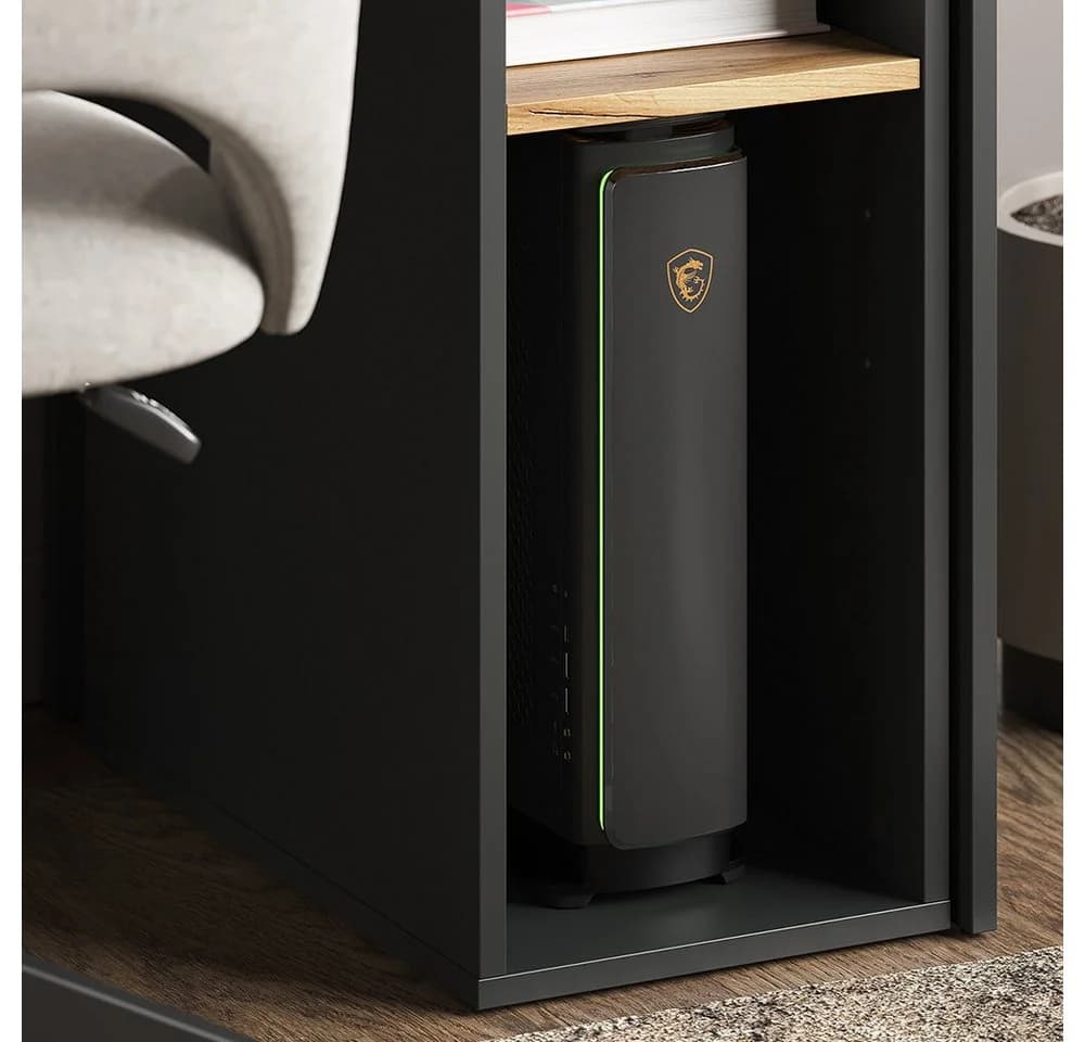 Vicco PC-Schrank Tomy Anthrazit Goldkraft Eiche 2 Fächer - Bild 2
