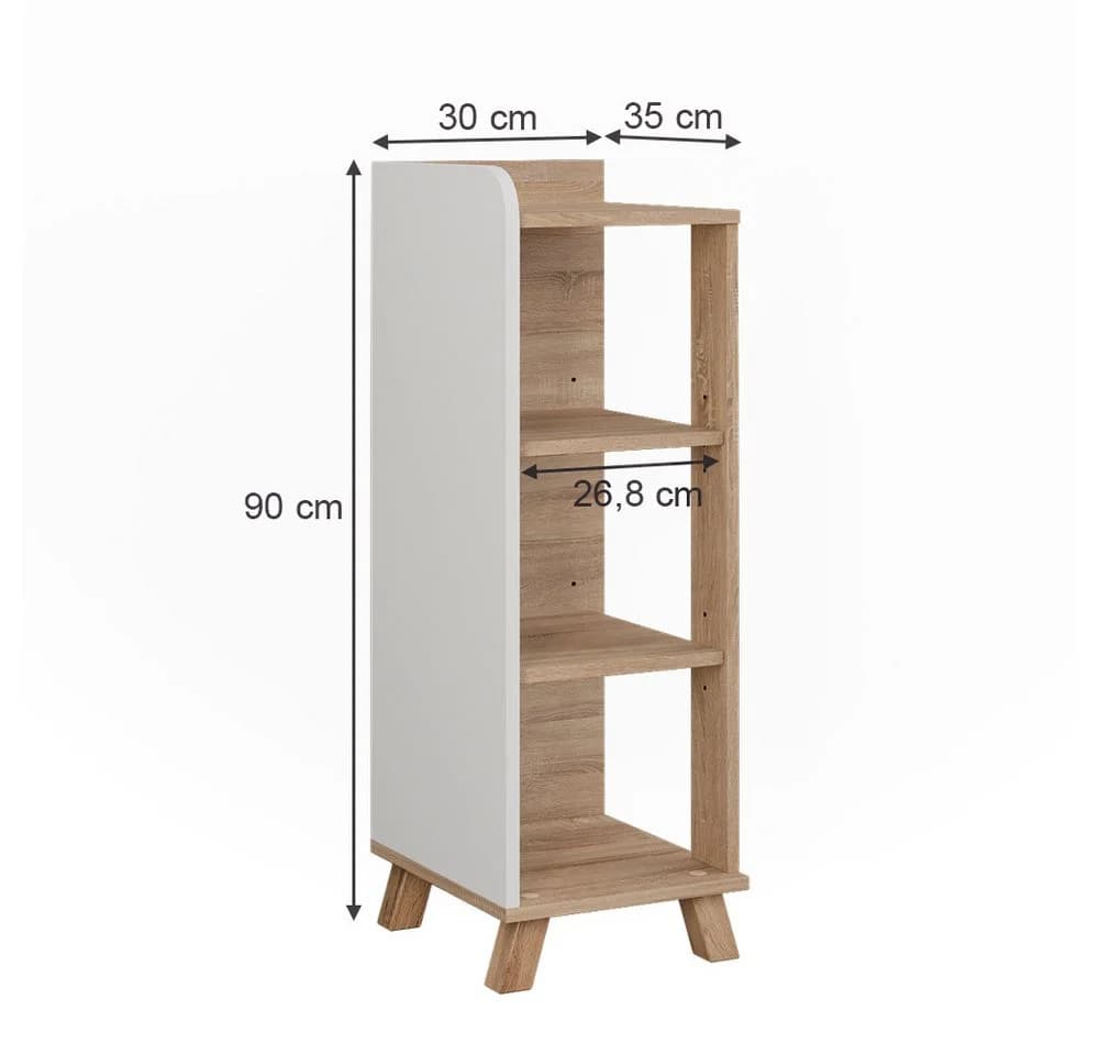 Vicco Midischrank Karen, Sonoma/Weiß, 4 Ablagen