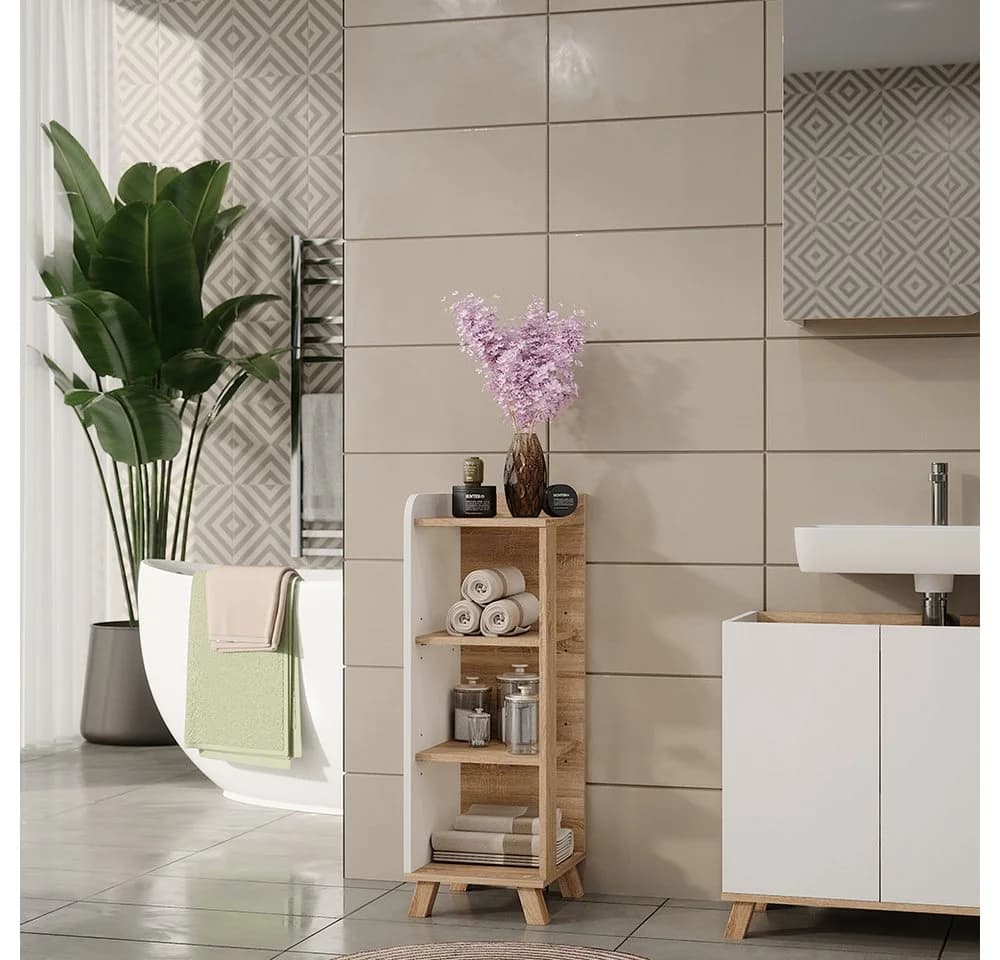 Vicco Midischrank Karen, Sonoma/Weiß, 4 Ablagen - Bild 3